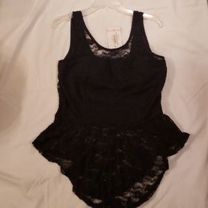 Black lace peplum style top